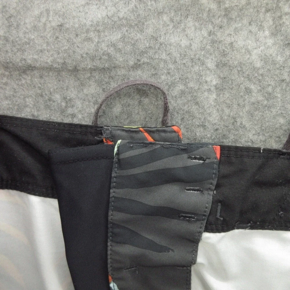 Hurley Men's Swim Board Shorts Size 30 Black Palm Tree Drawstring Back Pocket